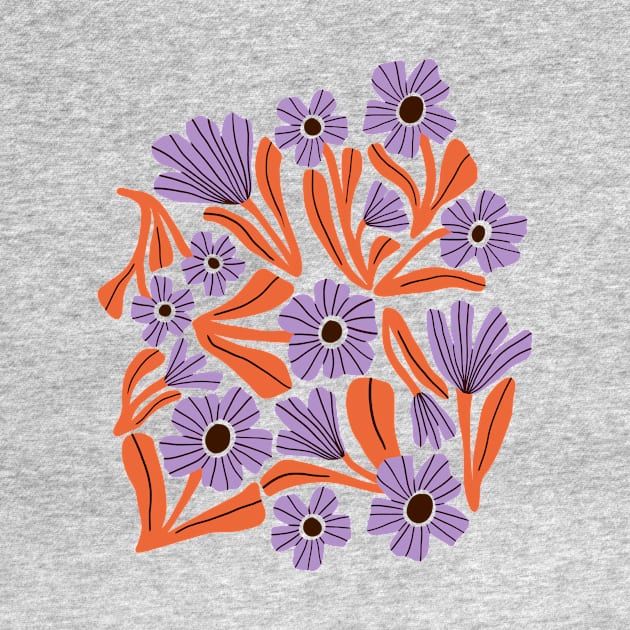 Boho blooms in orange and lilac by Natalisa